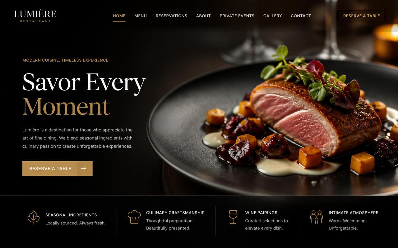 Sitio web de Restaurante